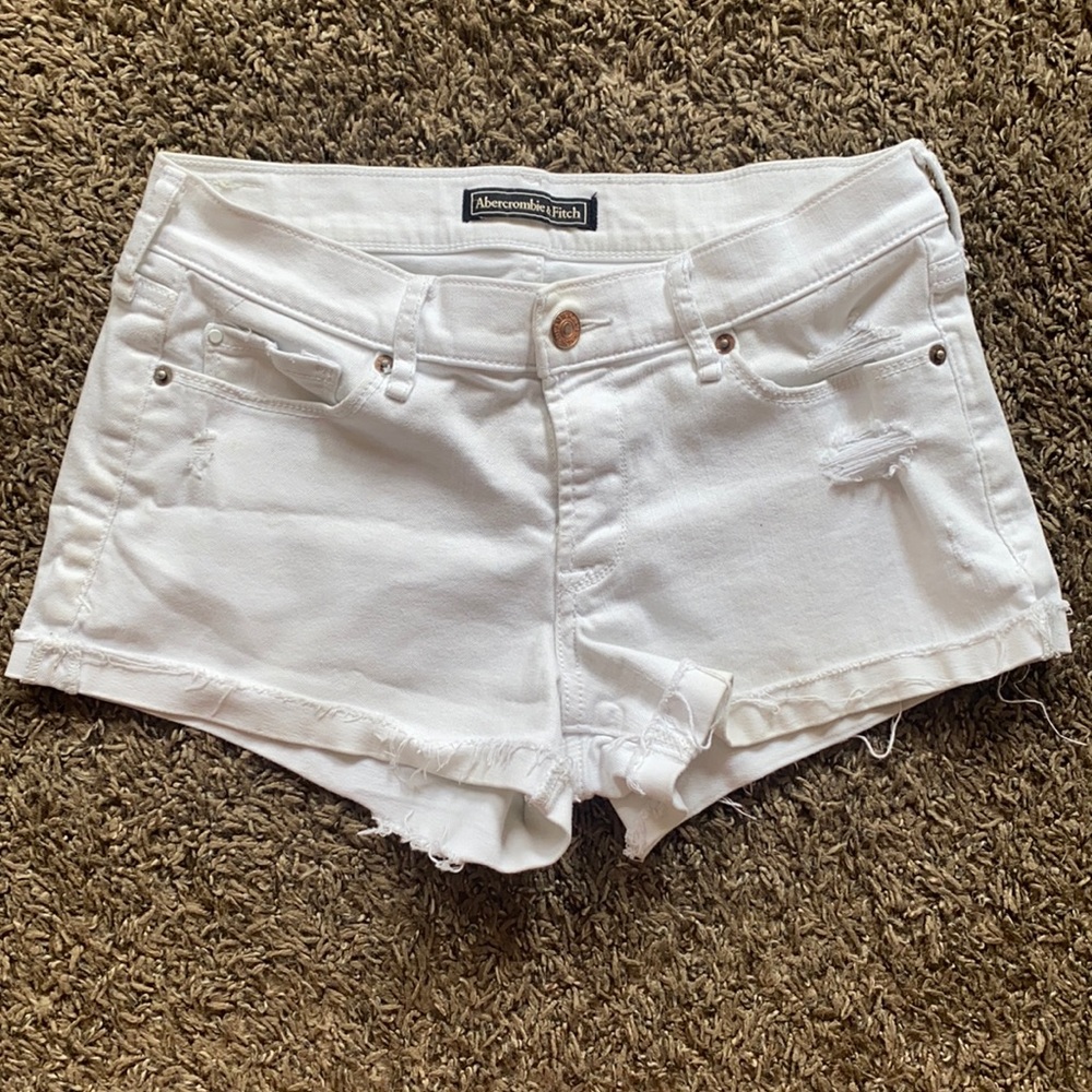 Abercrombie & Fitch white jean shorts
